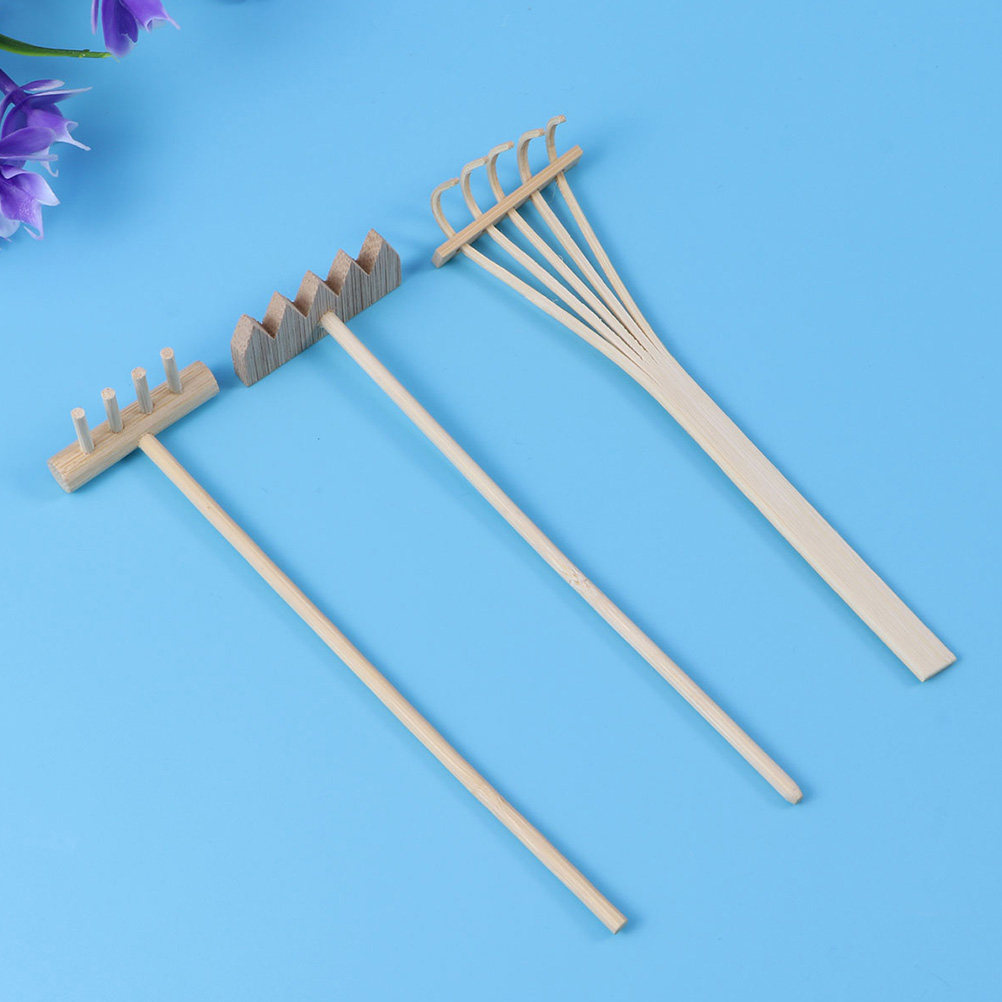 Gardening Tools Set - 6Pcs Mini Zen Garden Rakes Bamboo