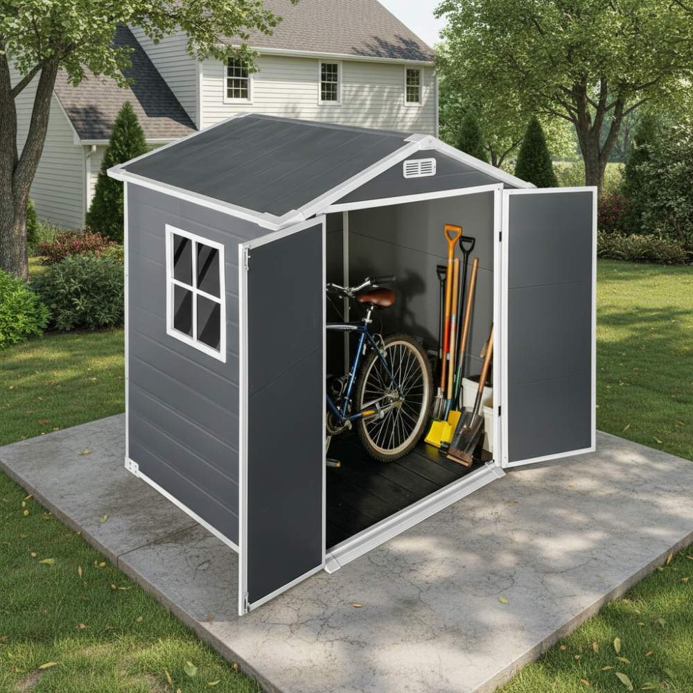 Gardening Tools Store - 6x4 FT Gray Plastic Outdoor Storage