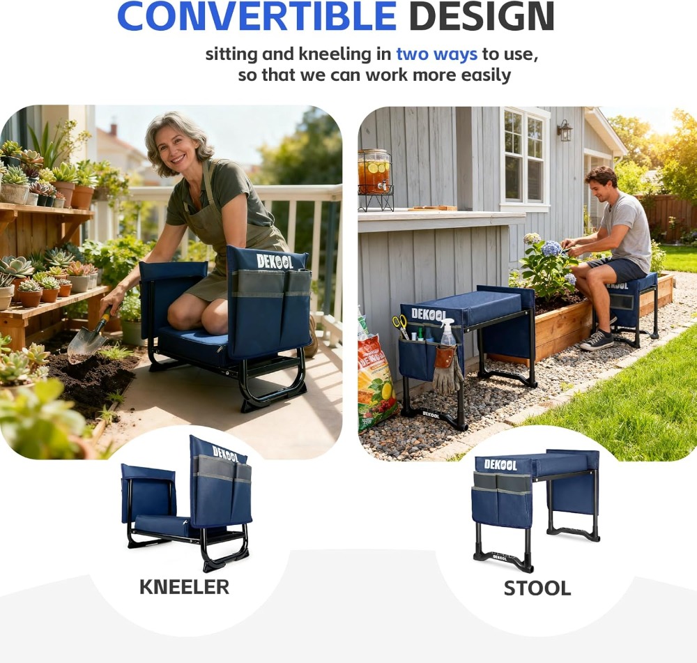 Garden Kneeler and Seat with 3 - مراجعة Gardening Tools Heavy Duty وسعره