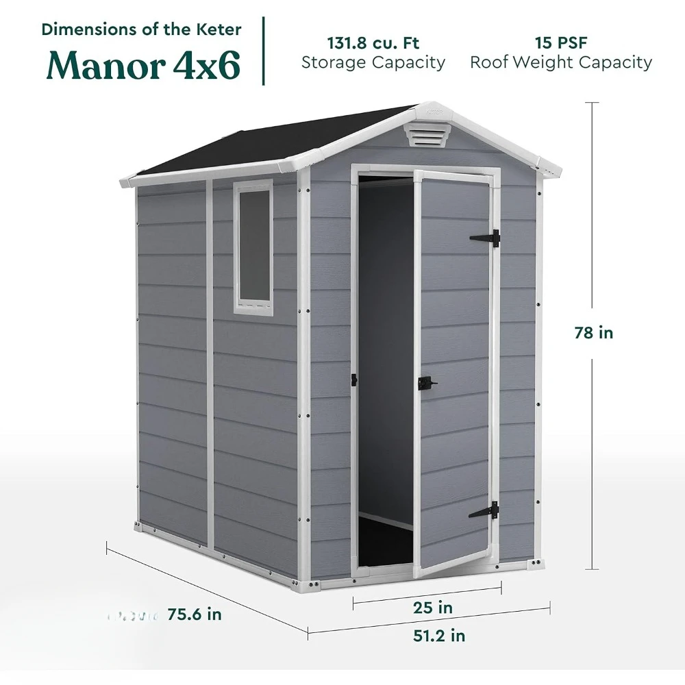 A Manor 4x6 Resin Outdoor Stor - مراجعة Gardening Tools Store وسعره