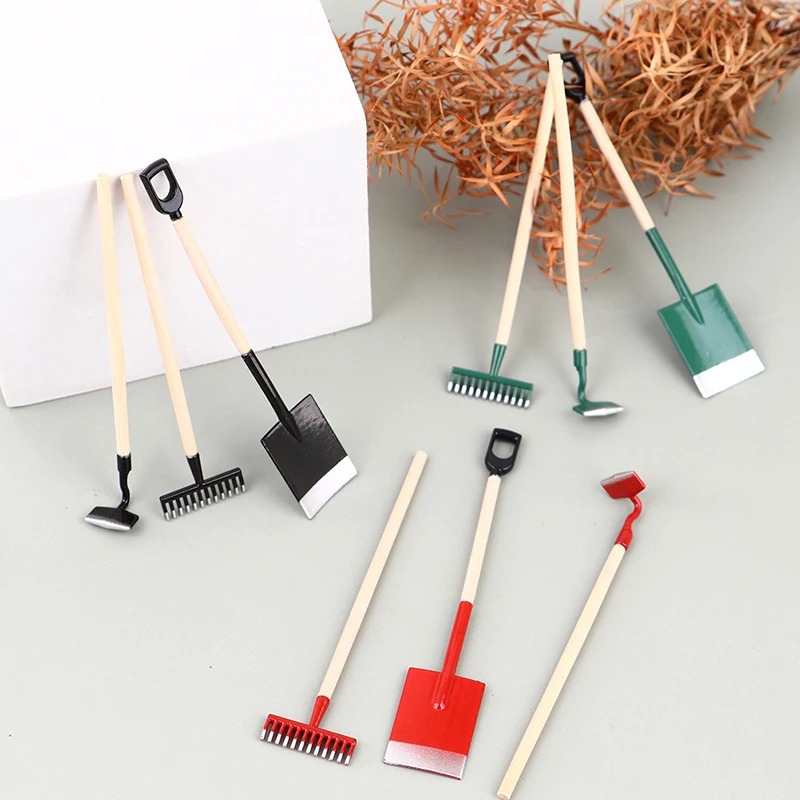 3Pcs 1:12 Dollhouse Miniatures - مراجعة Gardening Tools Hoe وسعره