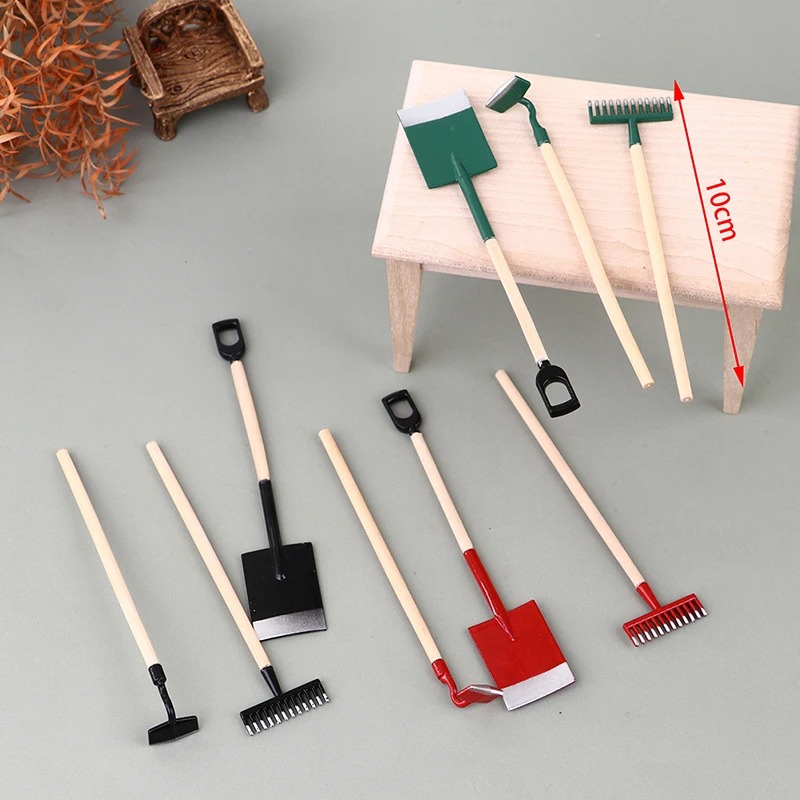 3Pcs 1:12 Dollhouse Miniatures - مراجعة Gardening Tools Hoe وسعره