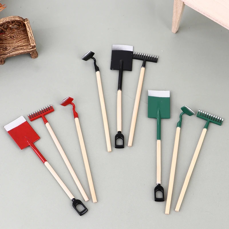 3Pcs 1:12 Dollhouse Miniatures - مراجعة Gardening Tools Hoe وسعره