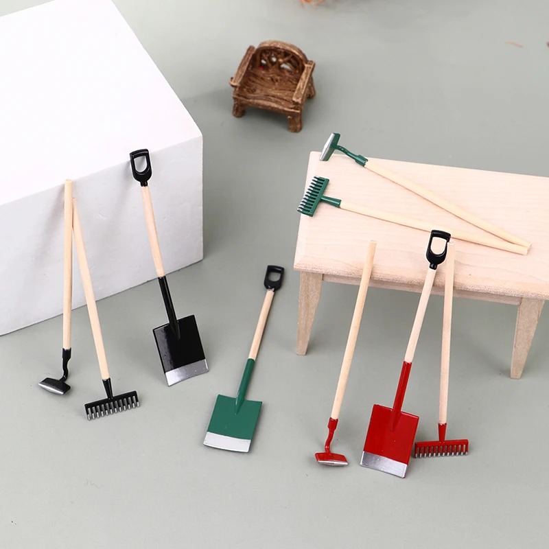 3Pcs 1:12 Dollhouse Miniatures - مراجعة Gardening Tools Hoe وسعره