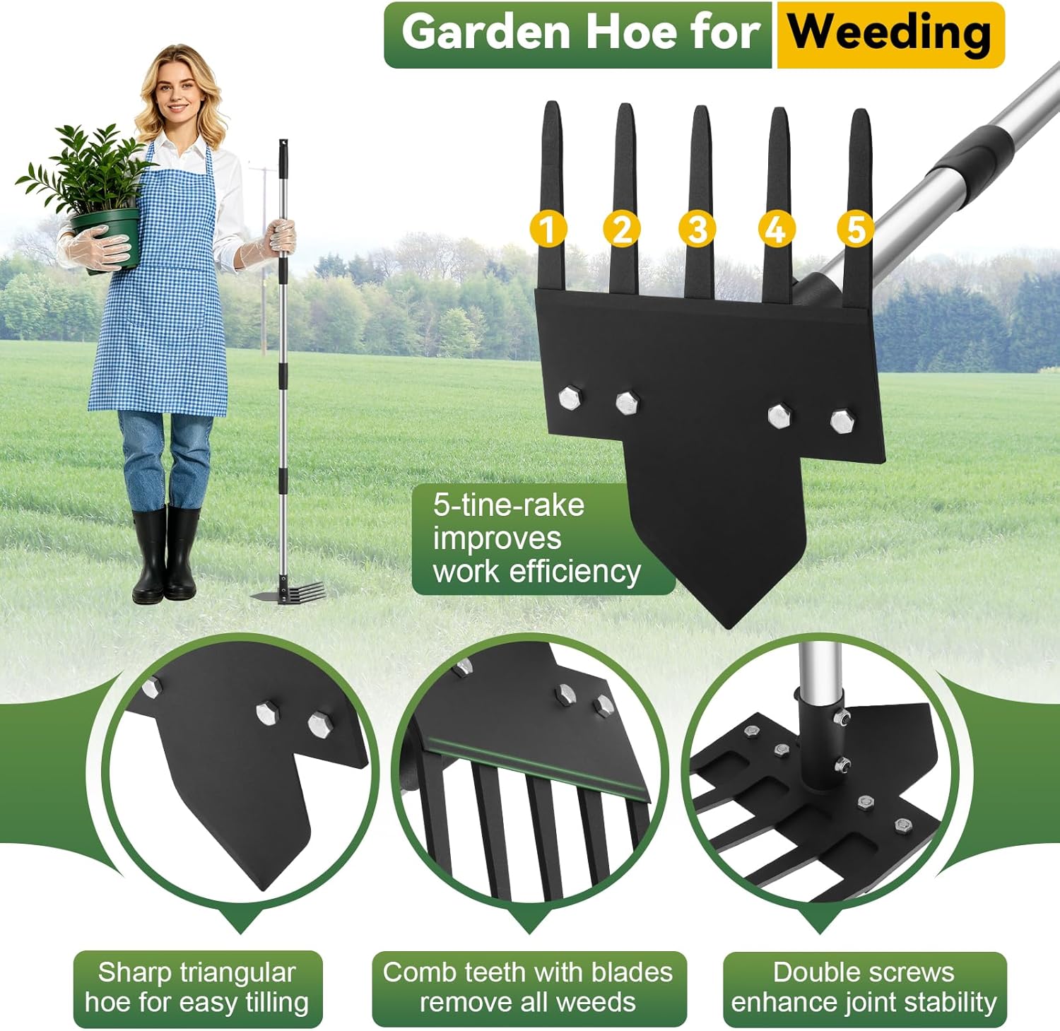 2-in-1 Hoe Garden Tools, 17-58 - مراجعة Gardening Tools Hoe وسعره