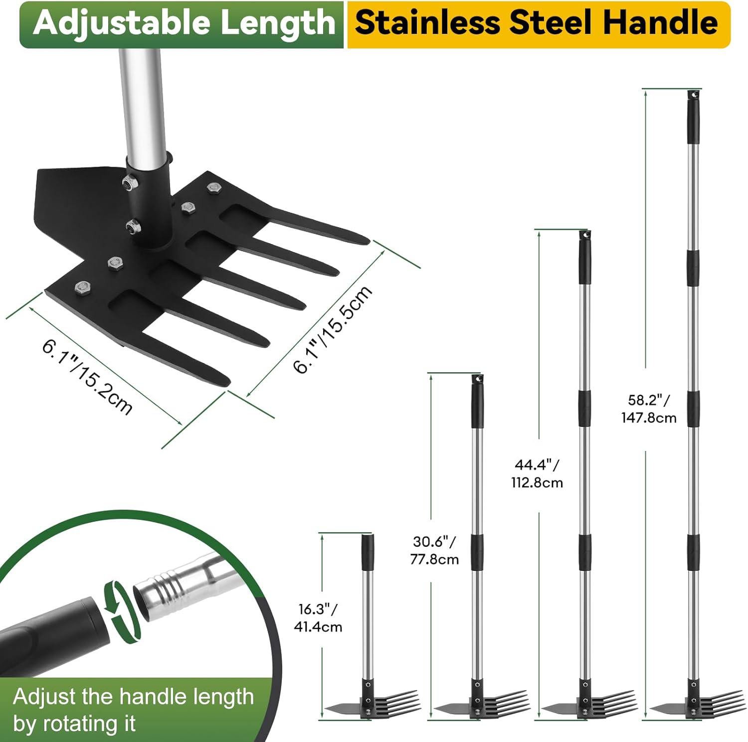 2-in-1 Hoe Garden Tools, 17-58 - مراجعة Gardening Tools Hoe وسعره